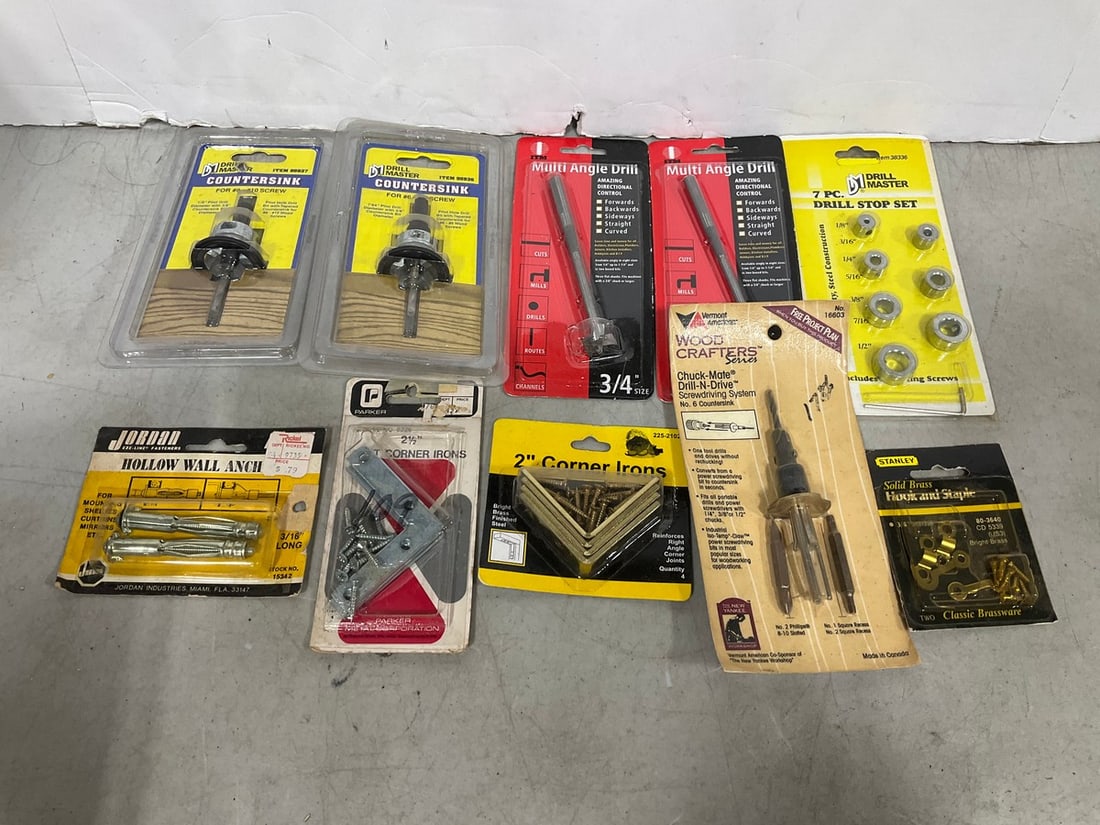 Drill stop set, corner irons, countersinks, and more: Drill stop set, corner irons, countersinks, and more