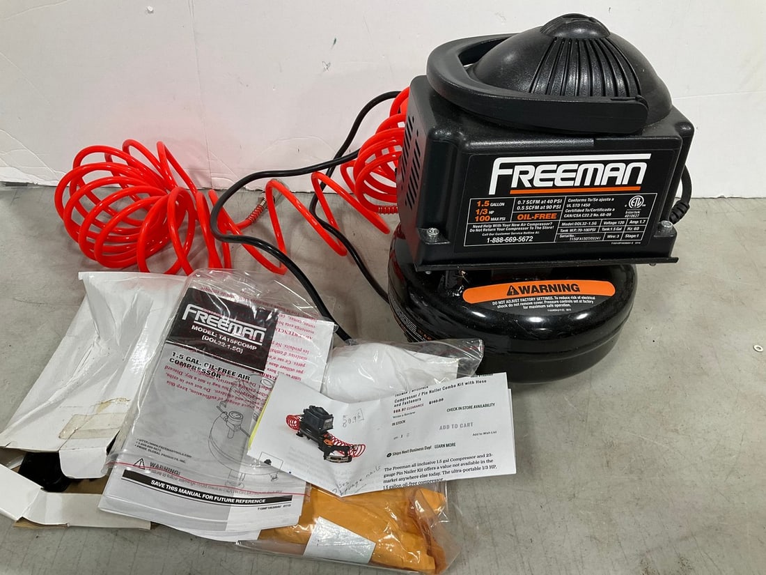 Freeman 1.5 gallon oil free air compressor(model:TA15FCOMP) (1 of 1)