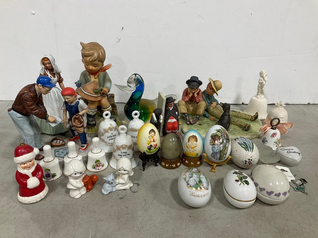 Various Decorative Ceramic Eggs, Figurines, Bells, and more (Tallest - 8in) (1 of 1)