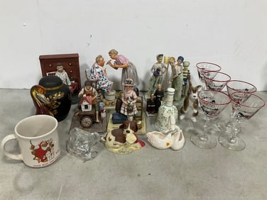 Various Ceramic Figures, Glasses, and more