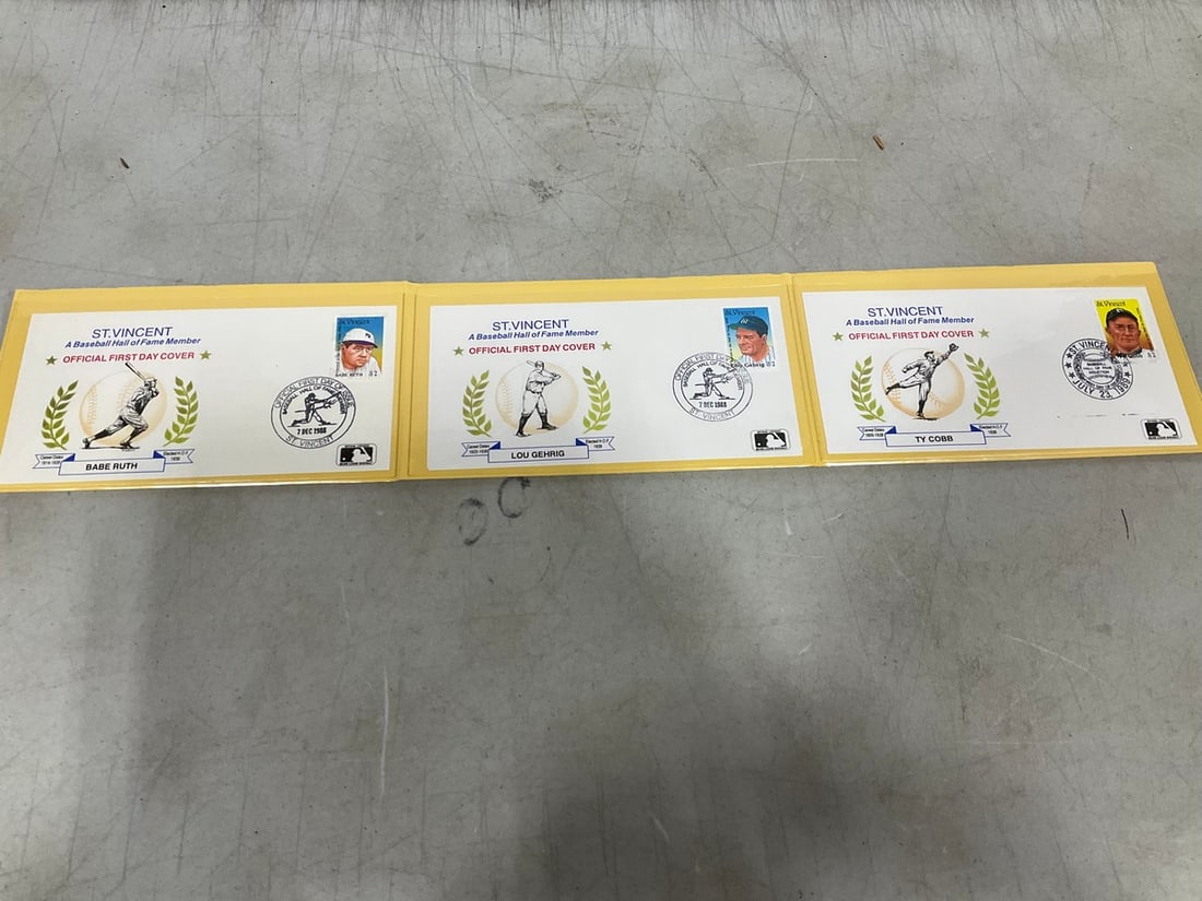 Hall of Fame Legends in First Day Covers(Lou Gehrig, Babe Ruth, Ty Cobb) (1 of 1)