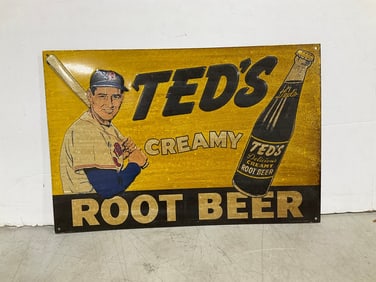Ted's tin root beer sign(10in.x15in.)