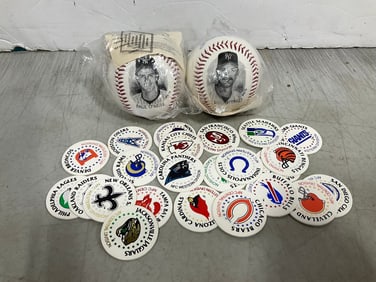 Baseballs and Sports Milk Caps