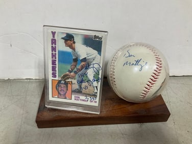 Don Mattingly Photo Ball with Rookie Card NO COA