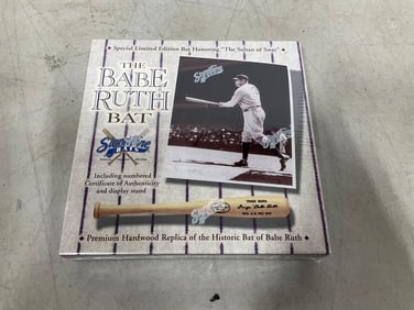 The Babe Ruth hardwood premium replica with certificate of authenticity and display stand