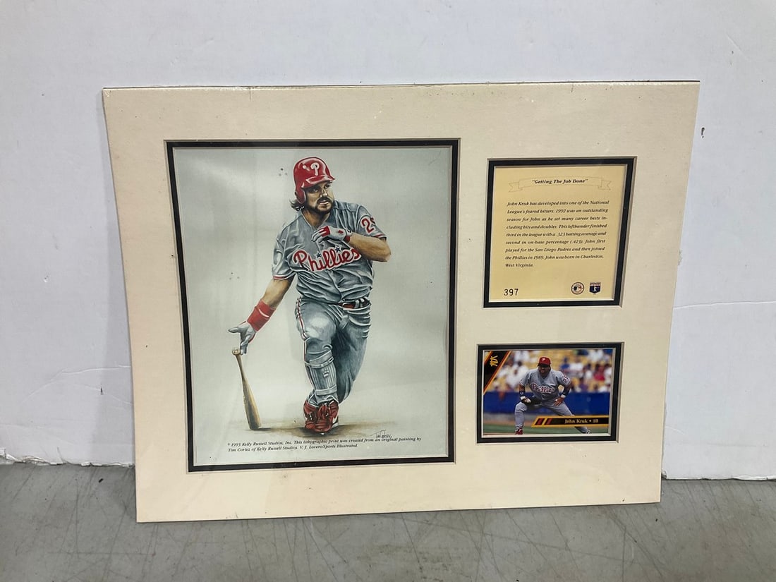 John Kruk 1993 framed and sealed lithographic print and collectible card(11in.x14in.) (1 of 1)
