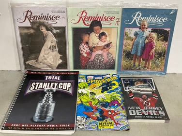 Vintage magazines, Spiderman comic, and more