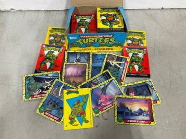 Vintage Teenage Mutant Ninja Turtles collectible cards/stickers in box