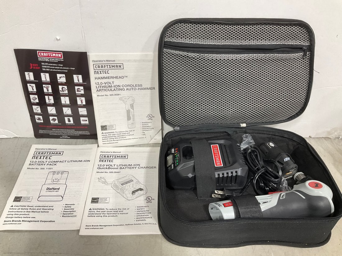 Craftsman 12 Volt Lithium-Ion Quickboost Battery Charger, Battery Pack, and Cordless Auto-Hammer (1 of 1)