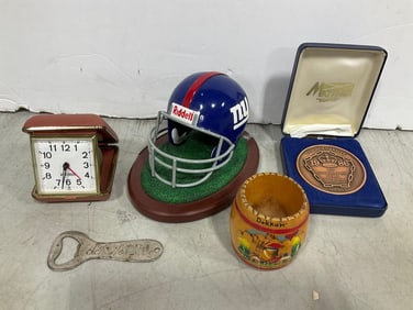 Digitech Pocket Watch, 1986 Commemorative Game Medal, NY Giants Decor, and more