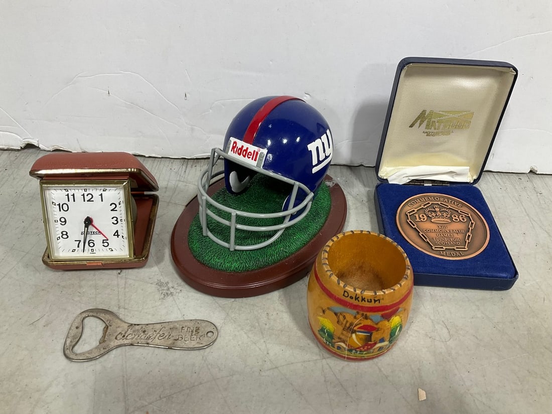 Digitech Pocket Watch, 1986 Commemorative Game Medal, NY Giants Decor, and more: Digitech Pocket Watch, 1986 Commemorative Game Medal, NY Giants Decor, and more