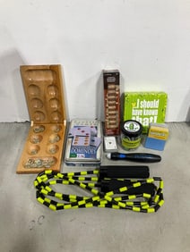 Various games(Mancala,dominoes,etc.), beaded jumprope, and more