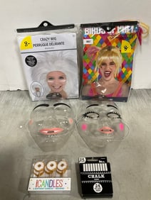 Face masks and wigs new in package(Harley Quinn and crazy wig)