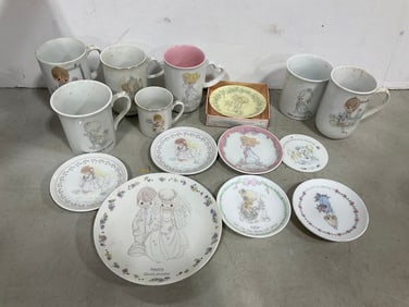 Various Precious Moments Ceramic Cups, and Plates