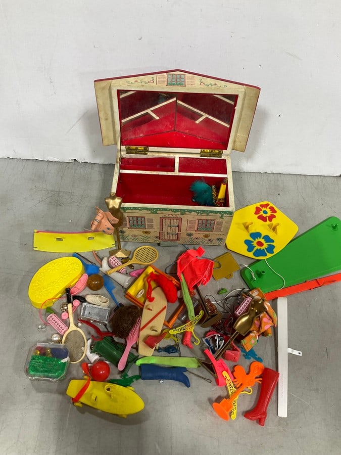 Various Barbie Accessories, Music Box Organizer (6.25in Tall), and more: Various Barbie Accessories, Music Box Organizer (6.25in Tall), and more