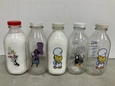 Vintage Glass Bottles (8.5in Tall)