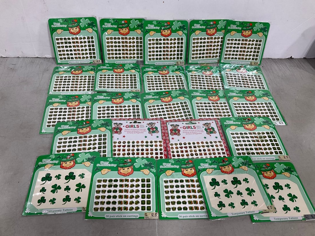 Various St. Patricks Day Temporary Tattoos and Stick on Earrings: Various St. Patricks Day Temporary Tattoos and Stick on Earrings
