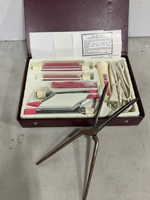 Vintage curling iron and curler set