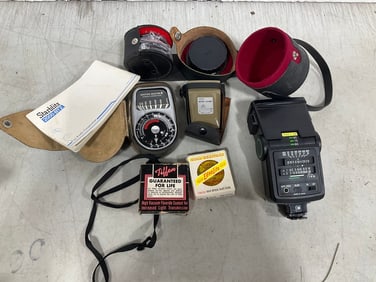 Weston Master III universal exposure meter, camera attachments, and more