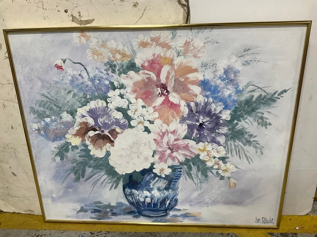 Framed and signed floral painting(40.5in.x50in.) (1 of 1)