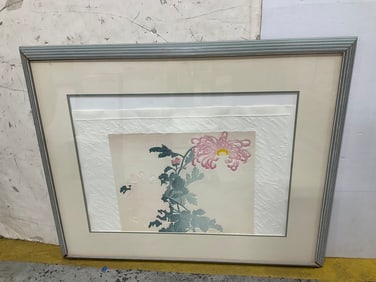 Framed floral artwork(33.5in.x40.5in.)