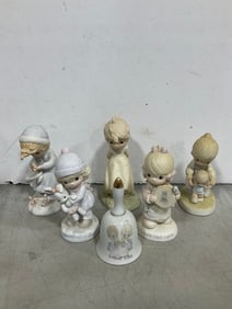Precious Moments bell and statues(tallest 6.5in.)