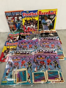 Various sports sticker album/yearbooks and more