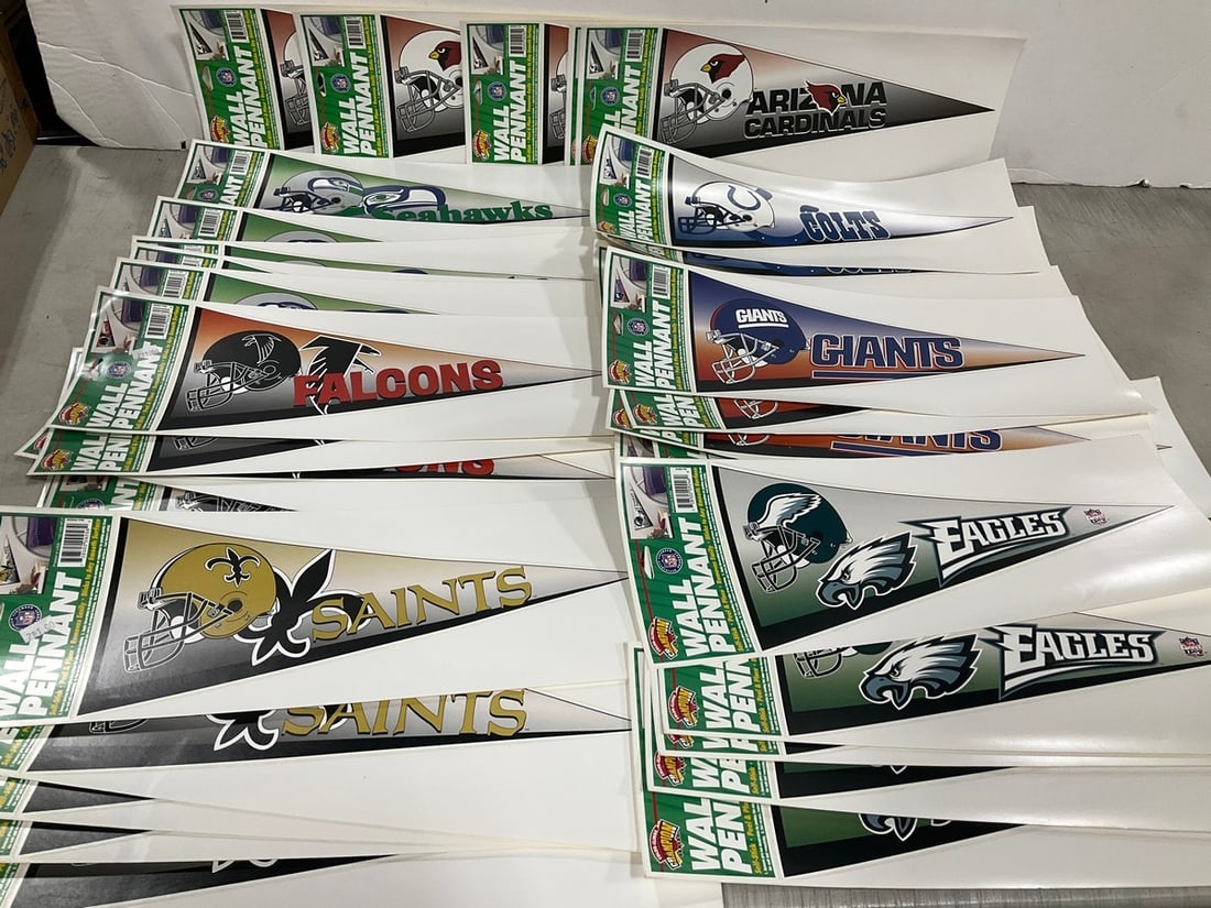 Various sports wall pennants decals(13.5in.long): Various sports wall pennants decals(13.5in.long)