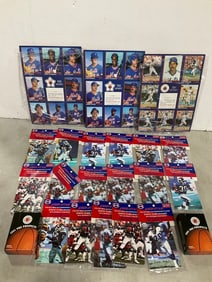Various 1986 Baseball Card Sheets, 1991 Pro Card Sets, and Static Cling Stickers