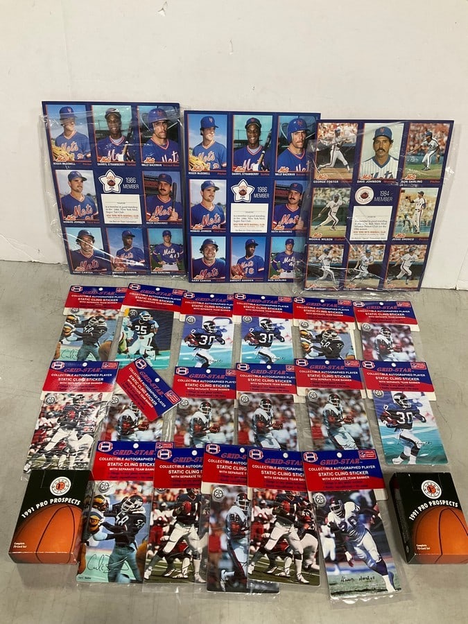Various 1986 Baseball Card Sheets, 1991 Pro Card Sets, and Static Cling Stickers (1 of 1)