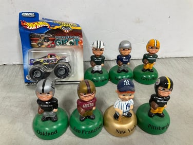 Various NFL Figures, and Hotwheels car *new in box*