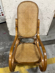 Wicker and Pine Rocking Chair