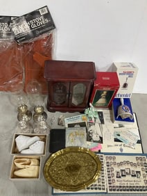 Wooden Jewelry Box, Baby Shoes, Various Bells, Candle Holders, Stove Safety Gloves, and more