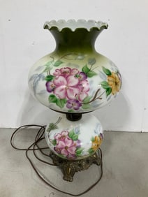 Hand Painted Gone with the Wind Style Hurricane Lamp (19.5in.tall) *one bulb cracked*