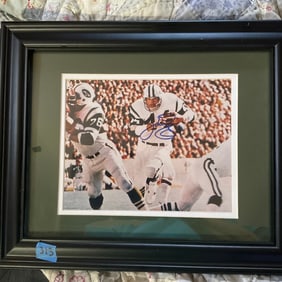 Framed John Roggins # 44 New York Jets signed and matted 14 x 17