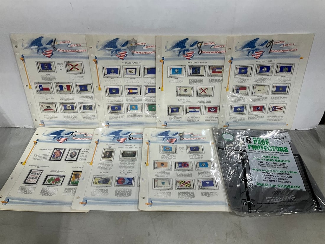 1970's U.S. commemorative stamps and page protectors: 1970's U.S. commemorative stamps and page protectors