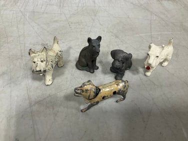 Vintage metal toy dogs
