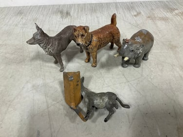 Vintage metal toys animals