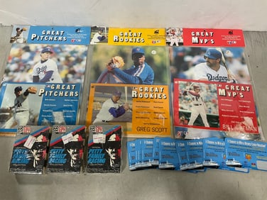 Great MVP's/Great Rookies/Great Pitchers player profile sets, Pro Set Petty family racing cards, and