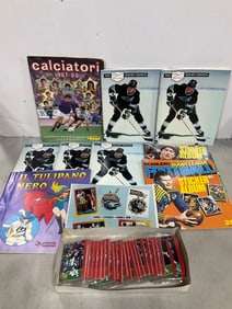 1991 Hockey edition education workbooks, sports sticker albums, and more