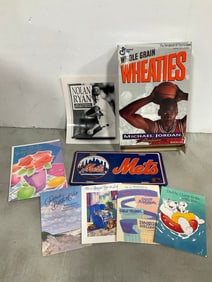 Mets decorative license plate, Michael Jordan wheaties box, and more