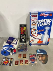 NY Giants washcloth, Tonx four sport draft pick milk cap game, and more