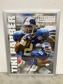 Framed NY Giants Tiki Barber Art Print with Signature