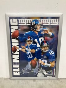 Framed NY Giants Eli Manning Art Print with Signature (20inx26in)