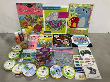 Various Coloring/Activity Books, Ribbon, Stickers, Patches, and more