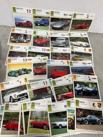 Vintage car picture fact cards(Ferrari, Jaguar, Porsche, and more)