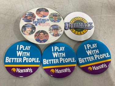 Vintage pins(Harrah's, 1986 MLB World Series, and more)