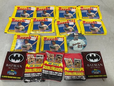 Vintage Topps baseball cards, Batmn Returns movie cards, and more