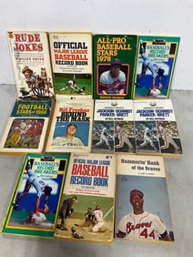 Vintage sports books and Rude Jokes book by H. Allen Smith