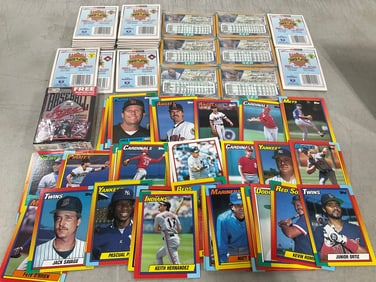 Various collectible baseball cards and 1995 MLB Aces playing cards
